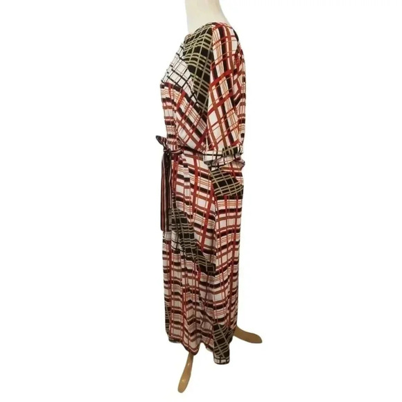 {Diana Gallesi} Italian Designer "Spicy Summer" Mixed Print Plaid Belted - Picture 3 of 14